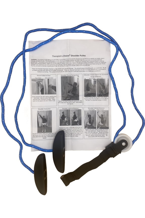 Therapist’s Choice® Shoulder Pulley, Over The Door, with Patient Guide. Aids Recovery and Rehabilitation of Shoulder, Rotator Cuff, Shoulder Pain, Frozen Shoulder, Pain Free Range of Motion (Blue)