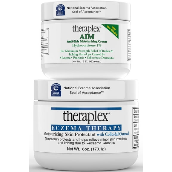Theraplex Eczema Treatment Bundle - AIM Itching Cream (3 Oz) & Eczema Therapy (6 Oz) for Itch Relief - Strongest Anti Itch Cream & Moisturizer - for Itchy Skin Treatment
