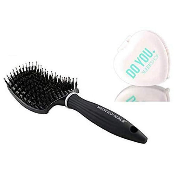 Therapro MEDIceuticals Scalpro SMOOTHING & Detangling Hair Brush (w/Sleek Compact Mirror) Scalp Pro Brushes (BLACK)