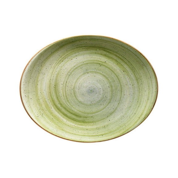 Therapy 12.25" x 9.5" x h:1" Oval Green Porcelain Platter