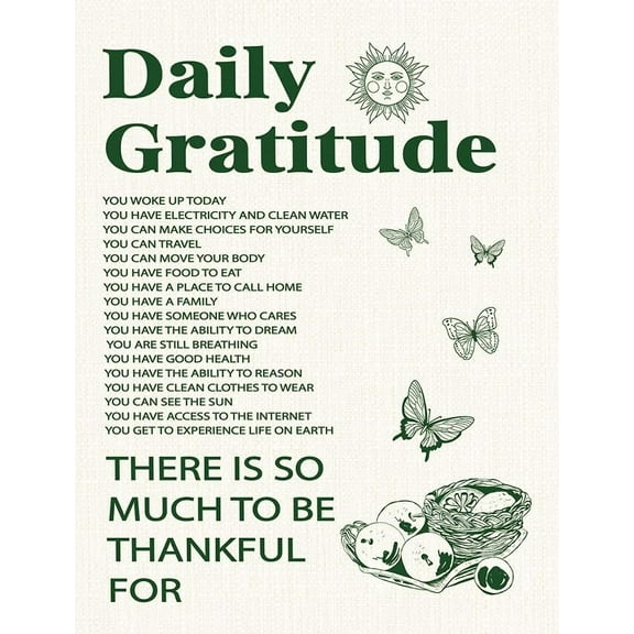 Therapy Canvas Poster, Daily Gratitude Poster, Inspirational Wall Decor Art, Home Decor for Living Room Bedroom, Decoration for Calm Down Corner, Mental Health Wall Art