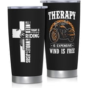 Therapy Is Expensive Wind Is Free Stainless Steel Tumbler 20 oz, Motorcycle Gifts for Men Travel Mug Cups, Birthday Gift for Motorcycle Lovers, Dad, Grandpa, Boyfriend