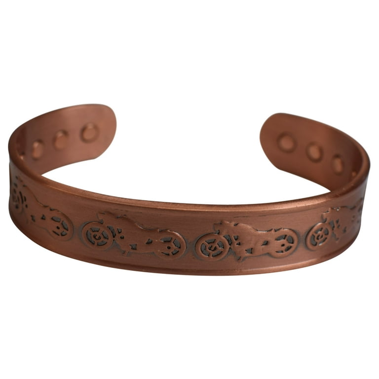 Therapy Magnetic Biker Pure Copper Bracelet Cuff For Pain Relief