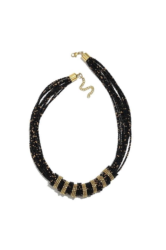 Therapy Multi Strand Layered Big Choker Beaded Necklace for Women Jewelry for Women Black Seed Size 22" Boho Western Birthday Christmas Gifts