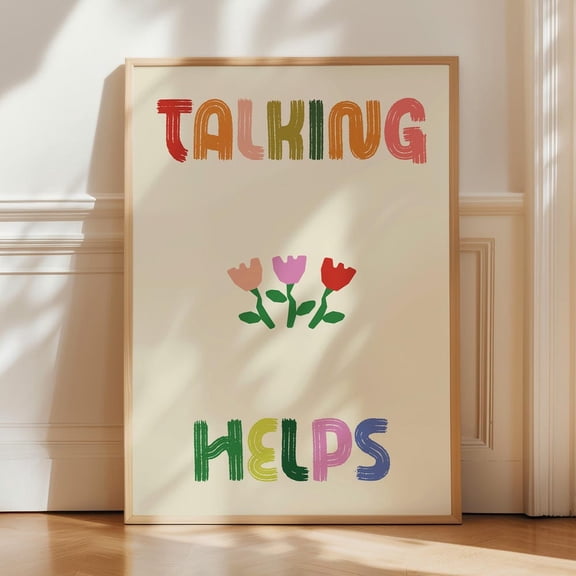 Therapy Office Art Print: Talking Helps, Calming Corner Decor UNFRAMED PAPER POSTER, Home Decor, Vintage Gift, Living Room Dercor