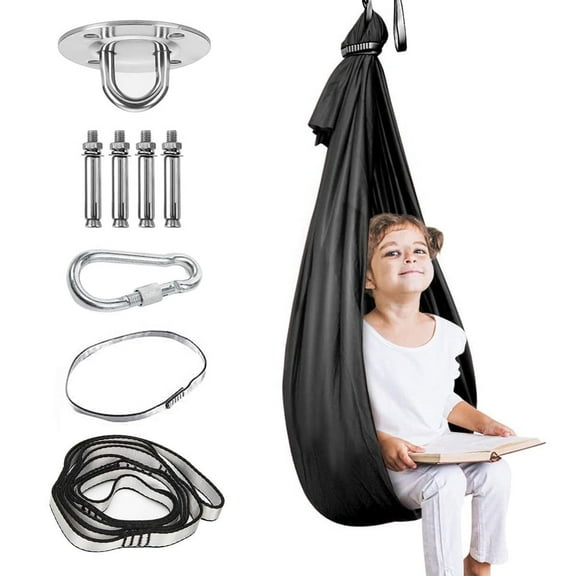 Somnr Sensory Therapy Swing for Kids - Indoor/Outdoor Cuddle Hammock for Autism & ADHD (Black)