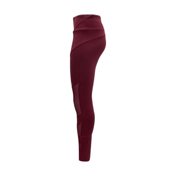 Therapy Women High "V" Front Waist Band Workout Athletic Yoga Leggings with no Top Stitch Mesh Inserts - Red - Small
