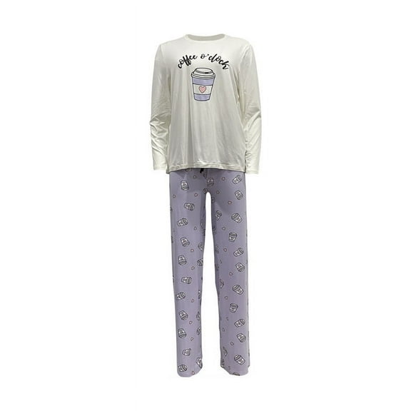 Therapy Women Polyester Spandex Pajamas Set for Long Sleeve Sleepwear with Pants-Coffee-Small