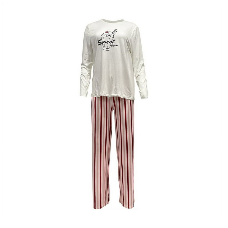Therapy Women Polyester Spandex Pajamas Set for Long Sleeve Sleepwear with Pants Sweetdreams Large