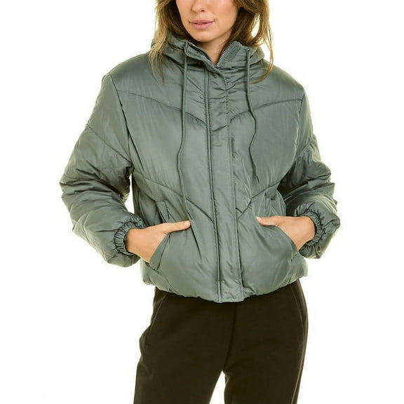 Therapy Women's Lightweight Long Sleeve And Down Puffer Jacket With Hooded Windproof Winter Coat-Green-Medium