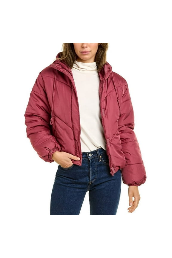 Women's Lightweight Long Sleeve And Down Puffer Jacket With Hooded Windproof Winter Coat-Mauve-X-Large