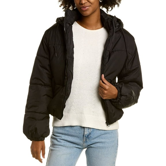 Therapy Women's Warm Ladies Oversized Puffer Down Long Sleeve Jacket With A Hood And Zip-Black-Large