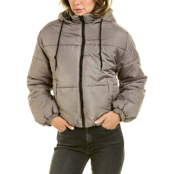 Therapy Women's Warm Ladies Oversized Puffer Down Long Sleeve Jacket With A Hood And Zip-Grey-Large