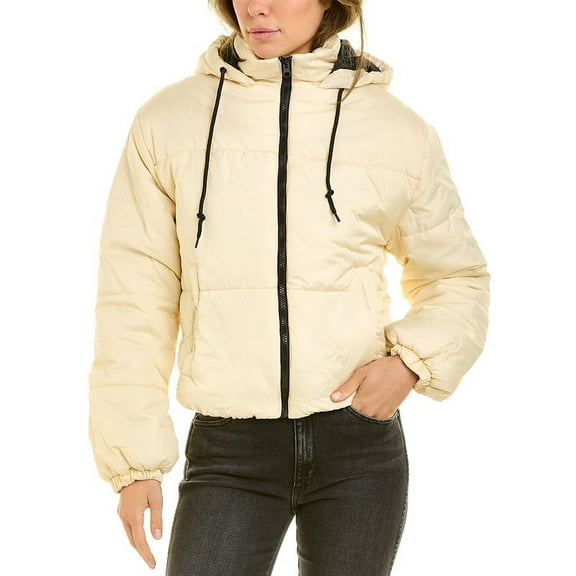Therapy Women's Warm Ladies Oversized Puffer Down Long Sleeve Jacket With A Hood And Zip-Off White-Large