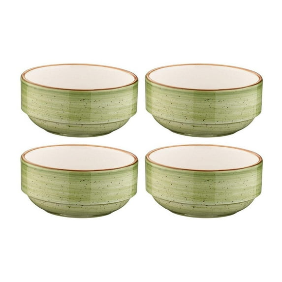 Therapy dia.4.75" h:2" 12 oz. Round Green Porcelain Bowl (Set of 4)