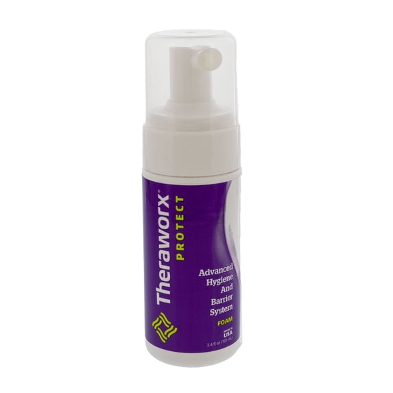 Theraworx Protect Advanced Hygiene & Barrier System Rinse-Free Skin Cleanser with Silver 3.4 oz. 24 Ct