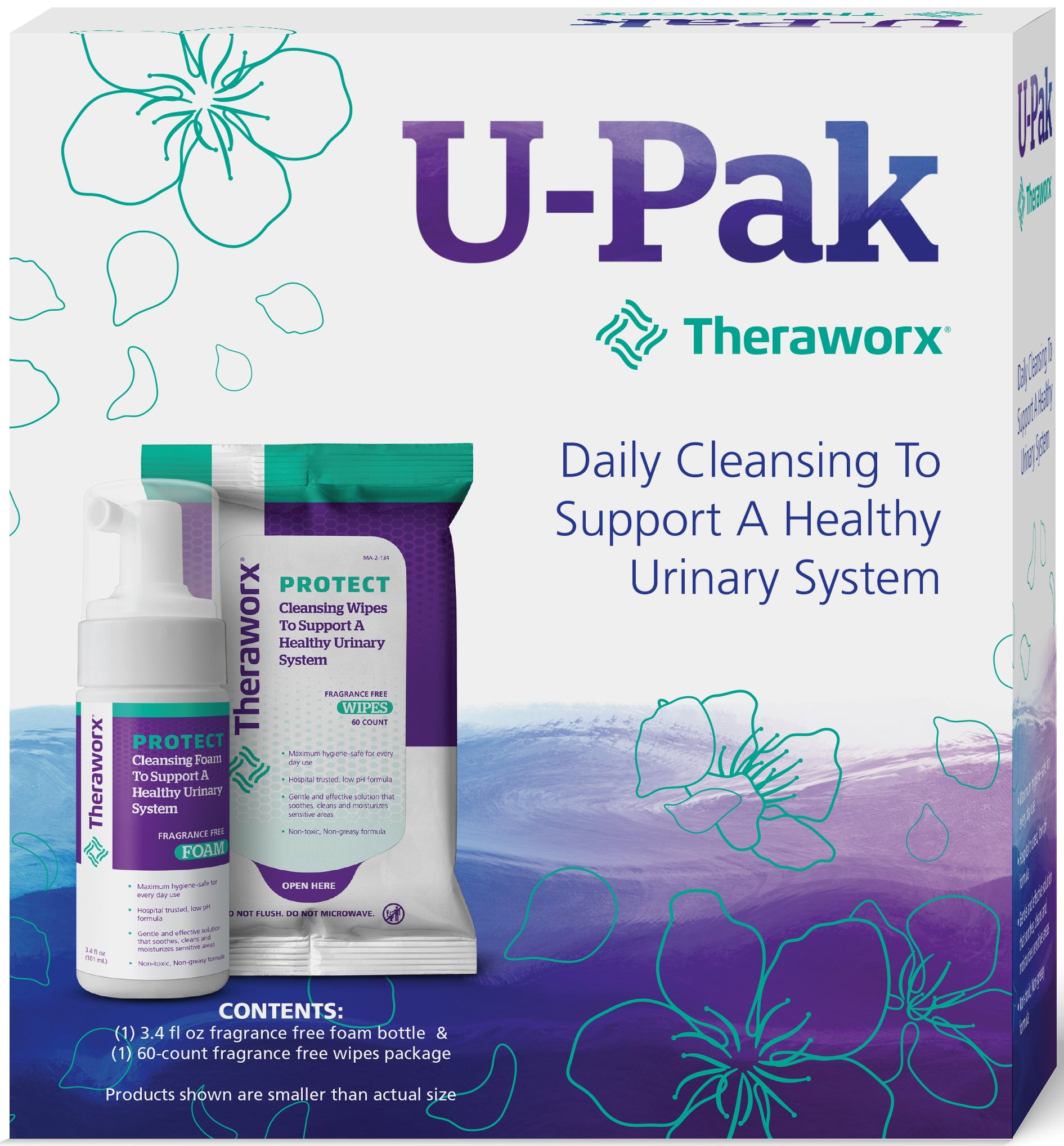 Theraworx Protect U-PAK 60ct wipes and 3.4 fl oz Foam