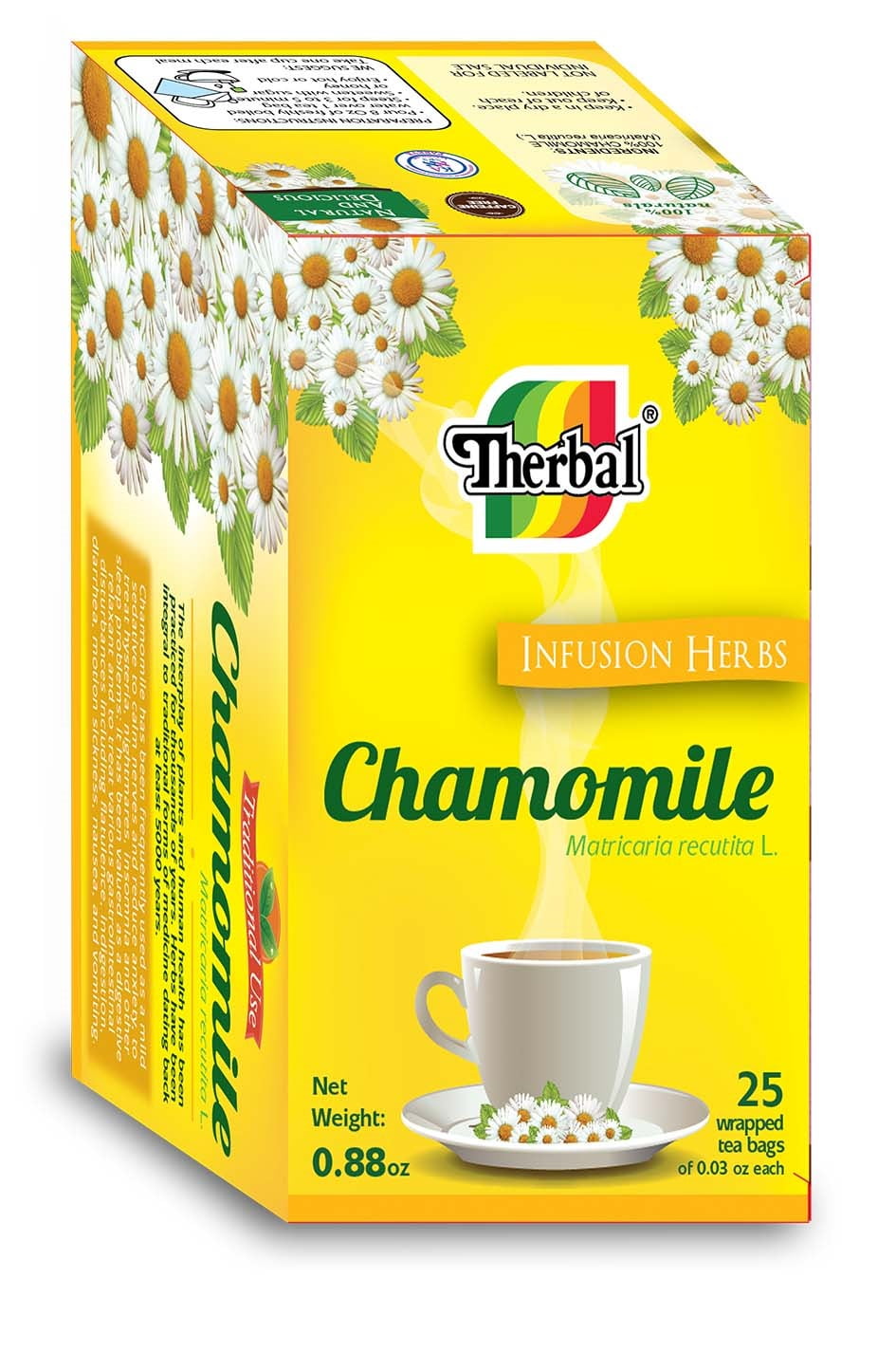 Therbal Chamomile Infusion Herbs Tea, 25 Tea Bags, 0.88 oz