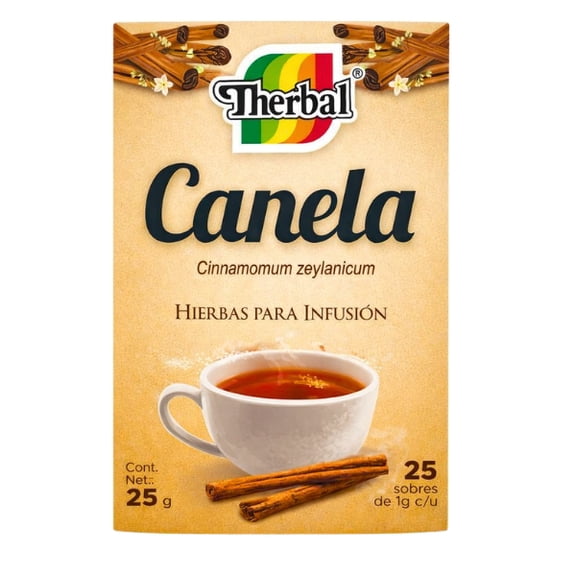 Therbal Cinnamon Herbal Tea (Canela)  25 Tea Bags  Caffeine Free Herbal Infusion  Cinnamon Tea Bags  Natural Cinnamon Herbal Tea