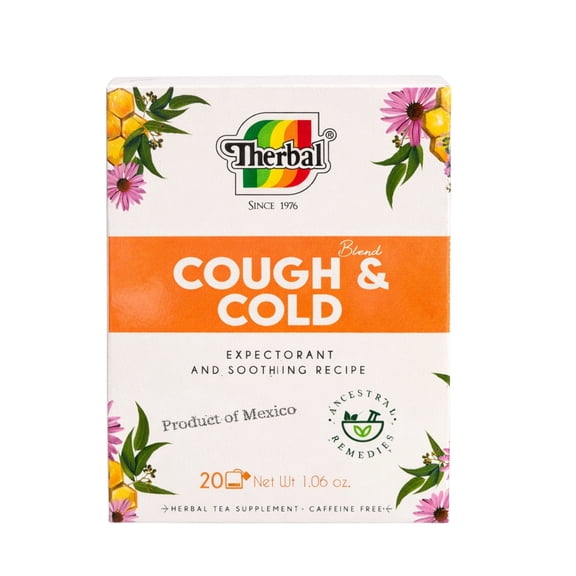 Therbal Herbal Cough & Cold Tea Blend 20 Tea Bags Caffeine Free Herbal Tea Traditional Herbal Infusion Soothing Herbal Tea Beverage