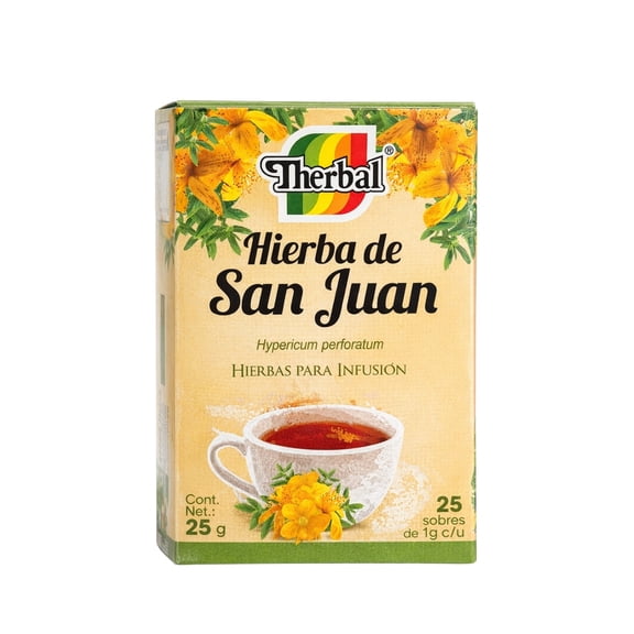 Therbal Hierba de San Juan Herbal Tea  St. Johns Wort (Hypericum perforatum) Herbal Infusion Tea Bags, 25 Count Wrapped Tea Bags