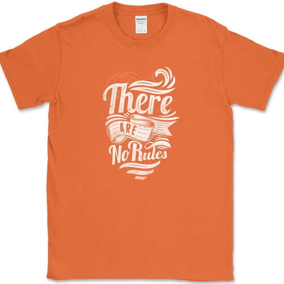 There Are No Rules T-Shirt Funny Motivational No Limits Success Text Tee - Orange, M
