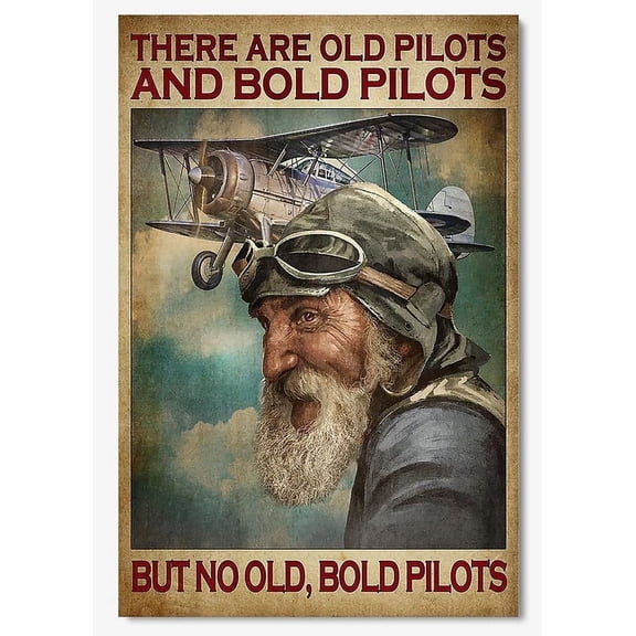 There Are Old And Bold Pilots Motivation Quote Wall Art Gift For Grandfather
