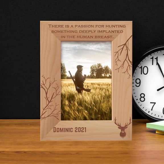 There Is A Passion For Hunting Personalized Wooden Frame 4" x 6" Brown (Vertical)