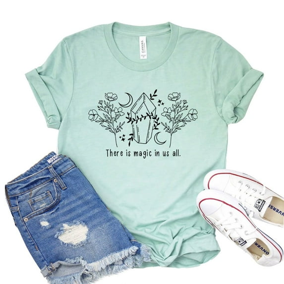 There Is Magic In Us All Shirt Women's Witchy Tshirt Plant Mom Shirts Gift For Mom Nature Lover T-shirt Positive Quote Tee