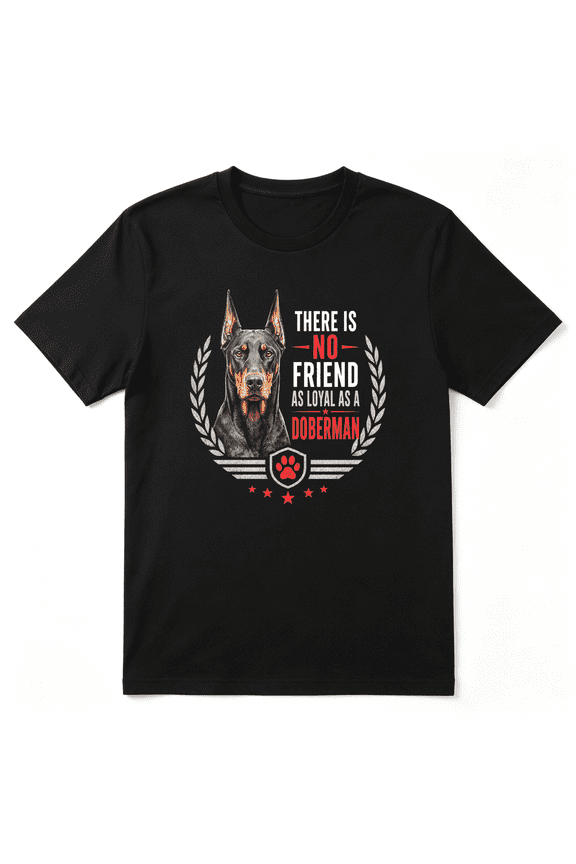There Is No Friend As Loyal As A Doberman Doberman Vintage Graphic Tee For Men And Women, Doberman Owner Hilarious Cotton Short Sleeves T-Shirt