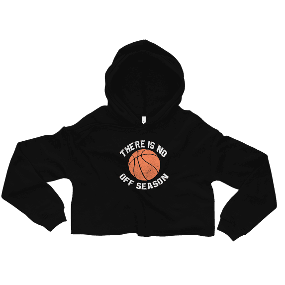 There Is No Off Season" Women's Crop Hoodie by LU JACKS® (Black, L)
