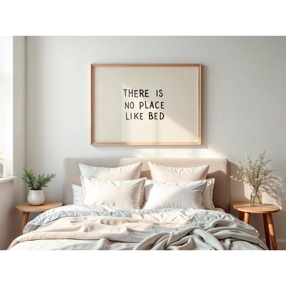There Is No Place Like Bed Art Print Trendy Poster Black Poster Introvert Print Bed Room Decor Gift Print