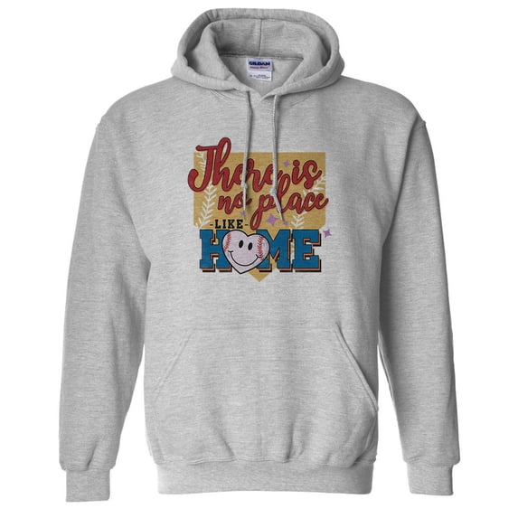 There Is No Place Like Home Baseball Hoodie Sweatshirt Unisex X-Large Grey