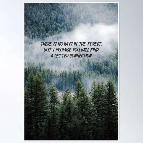 There Is No Wi-Fi In The Forest, But I Promise You Will Find A Better Connect Poster Wall Art, Modern Wall Decor, 8x12 UNFRAMED