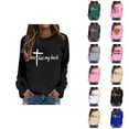 thumbnail image 1 of There Is Nothing Too Big For God Christian Sweatshirts for Women Long Sleeve Crewneck Graphic Sweatshirt Pullover Tops, 1 of 5