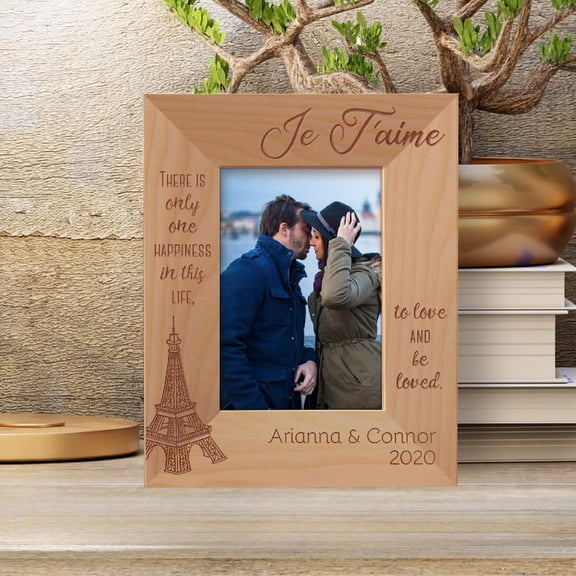 There Is Only One Happiness In This Live To Love Be And Be Loved Personalized Wooden Frame 3 1/2" x 5" Brown (Vertical)
