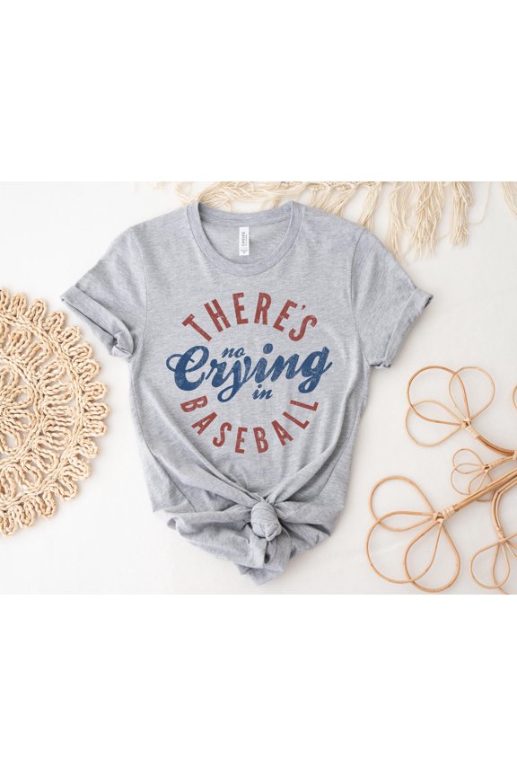 There'S No Crying In Baseball Shirt, Funny Baseball Tee, Patriotic Game Day Shirt, Vintage Sports Quote T-Shirt, Softball Fan Shirt