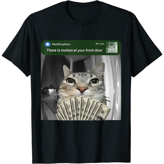 There is Motion at Your Front Door Funny Cat Motion Meme T-Shirt