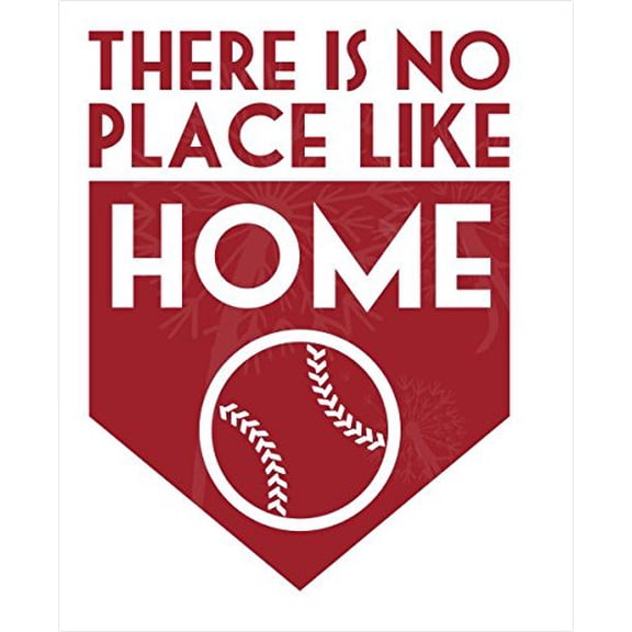 There is No Place Like Home Baseball Wall Art Letters Decals Vinyl Stickers, Red 31x23-Inch