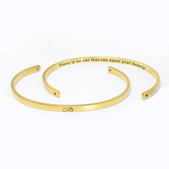 "There is no one…" Adjustable Gold Stainless Steel Cuff Bangle Mother's Day Gift Set