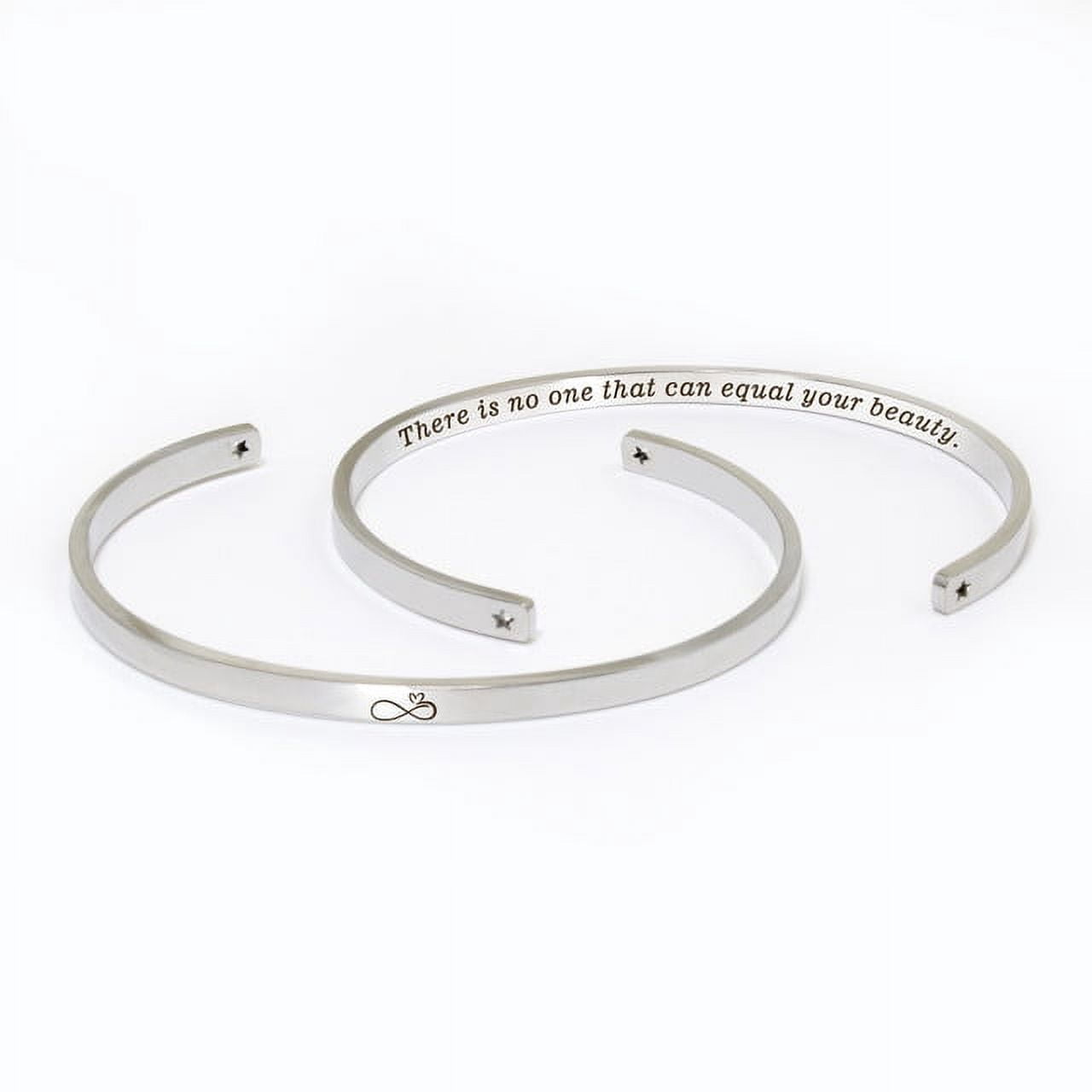 "There is no one…" Adjustable Silver Stainless Steel Cuff Bangle Mother's Day Gift Set