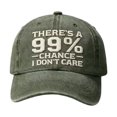 thumbnail image 1 of There's A 99% Chance I Don't Care Embroidered Trucker Baseball Hat, Vintage Distressed Adjustable Funny Unisex Casual Cotton Cap for Men Women, 1 of 7