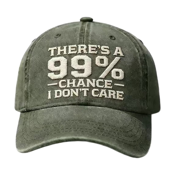 There's A 99% Chance I Don't Care Embroidered Trucker Baseball Hat, Vintage Distressed Adjustable Funny Unisex Casual Cotton Cap for Men Women