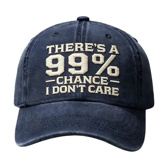 There's A 99% Chance I Don't Care Trucker Hat, Washed Distressed Embroidered Funny Adjustable Unisex Casual Baseball Cap for Men & Women
