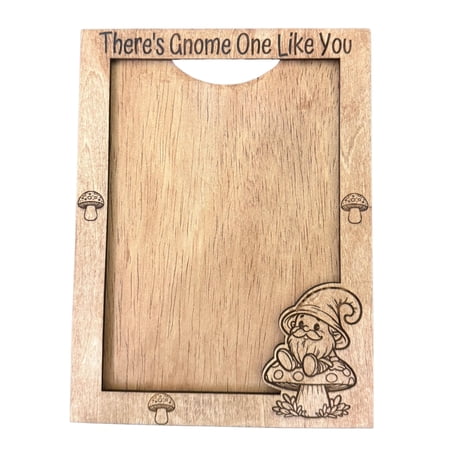There’s Gnome One Like You 5x7 Wooden Picture Frame with Wall Mount, Stand, Acrylic Plate and QR Code Storybook – Rustic Gnome Gift Décor