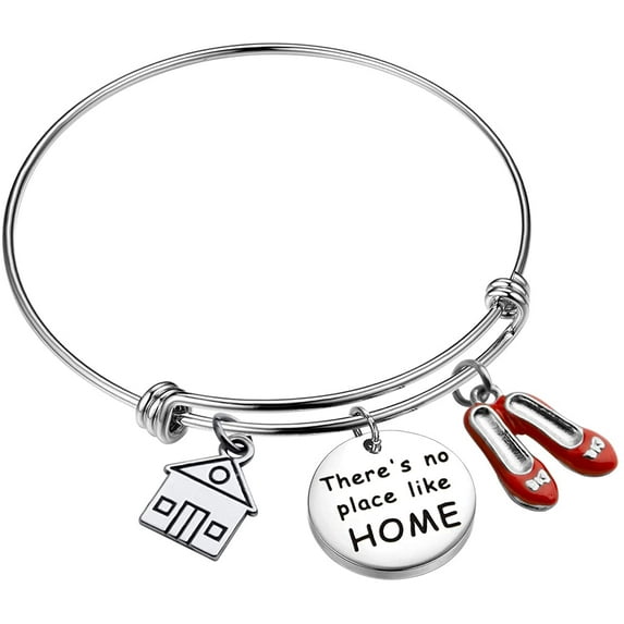 There's No Place Like Home Bracelet Wizard of Oz Inspired Bangle Ruby Red Slippers Bracelet