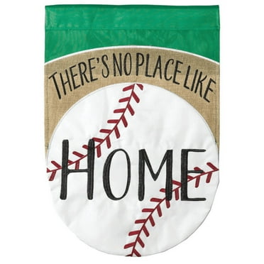 There's No Place Like Home White Baseball 19 x 13 Small Polyester Outdoor Hanging Garden Flag