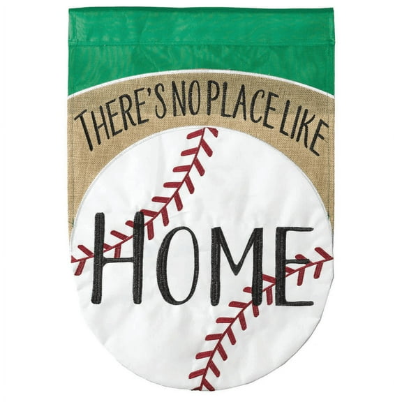 There's No Place Like Home White Baseball 19 x 13 Small Polyester Outdoor Hanging Garden Flag