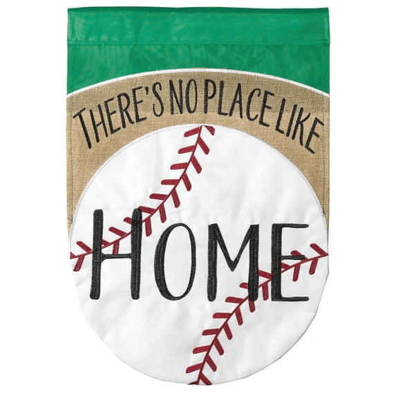 There's No Place Like Home White Baseball 19 x 13 Small Polyester Outdoor Hanging Garden Flag