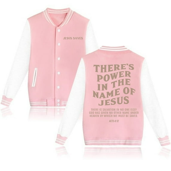 There's Power In The Name of Jesus Hoodie Baseball Uniform Jackets Men Women Jesus Saves Fashion Autumn Streetwear Coats